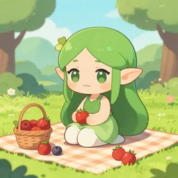 cute chibi dryad picnic