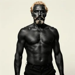 lgbt art, tom of finland style, vladimir lenin, black, in billy herrington body, art in 4 k, high quality