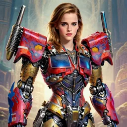 emma watson studio full portrait of legitimate kind colorful female divine mech paladin transformers absurdly beautiful, elegant, young sexy elegant woman, super fine surreal detailed facial illustration by kim jung gi, iraq nadar, intricate lines, clear focus, vivid colors, matte, octopath voyager, final fantasy, unreal engine highly rendered, global illumination, radiant light, intricate environment