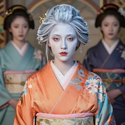 dreamlike luxury stunning gorgeous woman fairy portrait, pale orange and blue kimono, art by artgerm, wlop, loish, ilya kuvshinov, 8 k hyperrealistic, hyperdetailed, beautiful lighting, detailed background, depth of field, symmetrical face, frostbite 3 engine, cryengine,