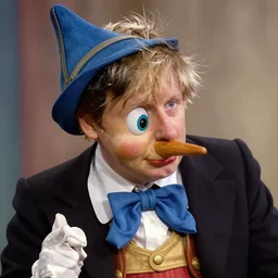 boris johnson as the disney version of pinocchio, with a long nose, in the style of kim jung gi