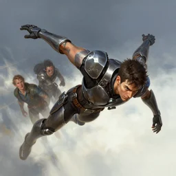 man flying style digital painting, concept art, smooth, sharp focus, illustration, from metal gear, by ruan jia and mandy jurgens and william - adolphe bouguereau, artgerm