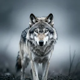 long exposure a wolf artistic render logo style surreal