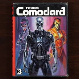 1 9 8 3 retro commodore 6 4 box art. terminator 2. contra. artgerm. coherent. keith parkinson. oil on canvas