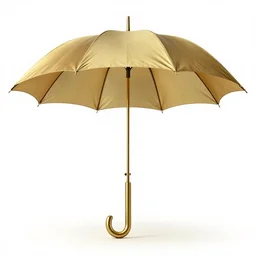 brass umbrella, stylized 3d render, isolated on a pure white background, centered, entire object in frame, sharp focus, soft studio lighting
