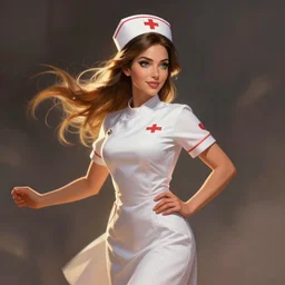 Nurse Carmen Electra  character digital illustration portrait design by, Mark Brooks and Brad Kunkle detailed, gorgeous lighting, wide angle action dynamic portrait