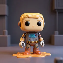 single crazy melting plastic toy Pop Figure Robot, C4d, by pixar, by dreamworks, in a Studio hollow, by jeff koons