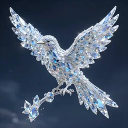 a bird made of crystal gems, digital art, epic fantasy art