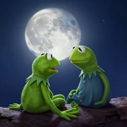 lonely kermit watching full moon
