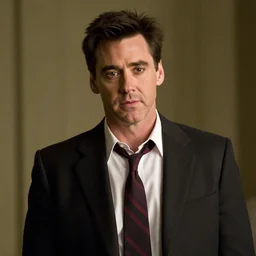 cinematic still of Jim Carrey playing Patrick Bateman, American Psycho
