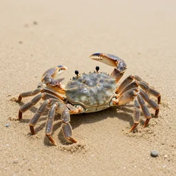 A crab made out of sand, macro photography