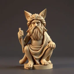 3 d octane render ultra 8 k photorealistic hyper detailed, trending on cgsociety, in a contemporary art gallery, lossless quality, wooden sculpture on feet art toys, a very cute mystical statue cyber of the roman god natural with cats ears, by alphonse mucha