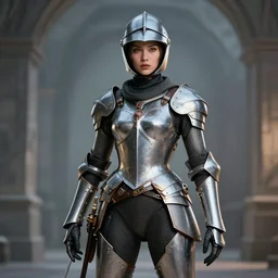 photo of a futuristic female musketeer