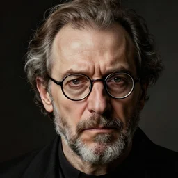 portrait photograph of a male italian artist wearing glasses, anxiety and depression, intricate, elegant, highly detailed, hyper realistic, dark background, artstation, smooth, sharp focus, illustration, by greg rutkowski