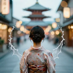 symmetry!! a 2 8 mm macro photo from the back of a woman in japan, splash art, movie still, bokeh, canon 5 0 mm, cinematic lighting, dramatic, film, photography, golden hour, depth of field, award - winning, anamorphic lens flare, 8 k, hyper detailed, 3 5 mm film grain