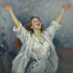 The true cosmic meaning of happiness in the style of the old masters, painterly, thick heavy impasto, expressive impressionist style, painted with a palette knife