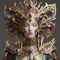 artstation futuristic 3 d model of hyper - detailed beautiful groovypunk queen of fractal magma in full regal attire. face portrait. art nouveau!!!, symbolist, visionary, baroque, giant fractal details. horizontal symmetry by zdzisław beksinski, iris van herpen, raymond swanland and alphonse mucha. hyper - real, beautiful