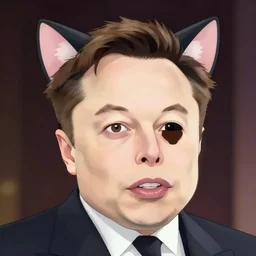 anime elon musk with cat ears, cute
