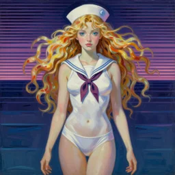 the sailor venus. beautiful, synthwave painting by mucha and kuvshinov