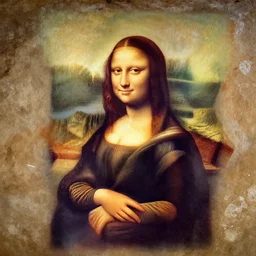 Photo of a pre historic cave painting of Mona Lisa