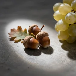 oak acorns and white wine grapes