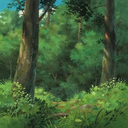 forest lanscape panorama by ghibli in pixar shinkai style