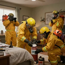 hazmat team removes brony jar from bedroom, taking photos, photorealistic, unreal engine