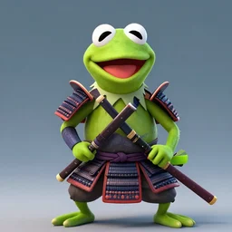 Kermit the Frog as a samurai warrior, trending on artstation, 4k