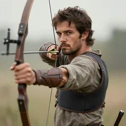 portrait of a archer in the style of tony sart, realistic, highly detailed, artstation
