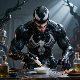 walter white as venom, cooking meth