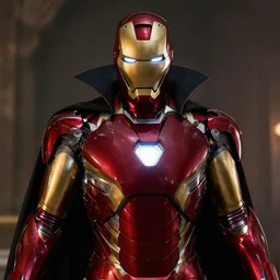 iron man as a vampire smiling, cinematic