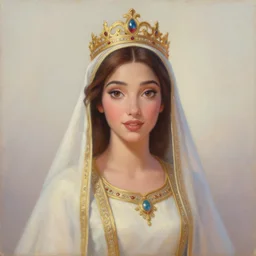 a portrait of an arabian princess in a disney movie, crown!! oil painting, pale colors, high detail, 8 k, wide angle, trending on artstation,