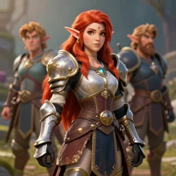 beautiful redhead elf, warrior outfit, clash royal style characters, unreal engine 5, octane render, detailed, cinematografic, cinema 4 d