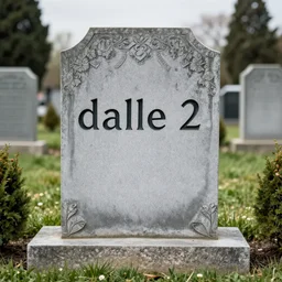 a tombstone with dalle 2 written on it