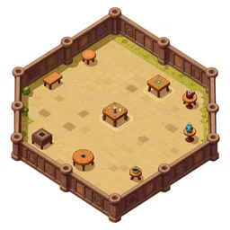 A  high detailed ìsometric vector art presenting  an aerial view of a RPG empty room  by Hades , Dofus and RUSH kingdown, Patreon content, containing tables and walls, HD, straight lines, vector, grid, dnd map, map patreon, fantasy maps, foundry vtt, fantasy grounds, aerial view ,dungeondraft , tabletop, inkarnate, dugeondraft, roll20