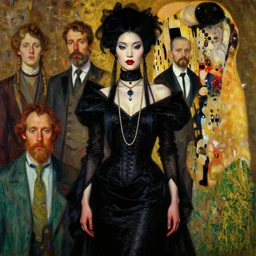 highly detailed oil painting, very intricate, cinematic lighting, award - winning, portrait of the asian goddess of goth dressed by alexander mcqueen, by roberto ferri, by tom bagshaw, by j. c. leyendecker and klimt, american romanticism, by austin osman spare, artstation, cgsociety, official art, octane