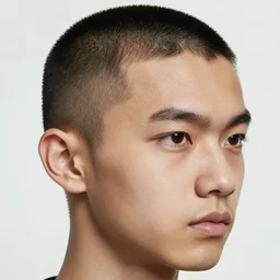 ektachrome, 3 5 mm, highly detailed : incredibly realistic, perfect features, buzz cut, beautiful three point perspective extreme closeup 3 / 4 portrait photo in style of chiaroscuro style 1 9 7 0 s frontiers in flight suit cosplay tokyo seinen manga street photography vogue fashion edition