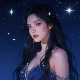 beautiful and elegant female astromancer in the starry sky, star sparkles, sharp focus, epic retrowave art, trending on art station, highly detailed, sharp focus, dof, art by artgerm, greg rutkowski, sasoura, satchely