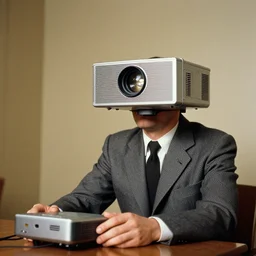man with a projector for a head, 1960 photograph