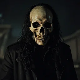 high quality rendition of a horrifying man eater by m night shamalan, steven king and h. p. lovecraft. this will keep me up at night. haunting ghoulish skull figure photorealistic night time photography by the daily telegraph and national geographic.