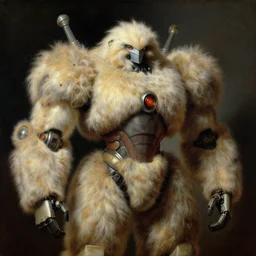 highly detailed portrait of an humanoid robotic fluffy mecha, painting by gaston bussiere, craig mullins, j. c. leyendecker, lights, art by ernst haeckel, john william godward, hammershøi,