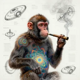 ( monkey smoking a blunt ) ( ( engineering document, drawing, autodesk blueprint, warp drive ) ) ( ( ( hyper detailed masterpiece, psychedelic fractal pattern, jean giraud, digital art painting, dream wave aesthetic, ethereal, artgerm, donato giancola, tom bagshaw ) ) )