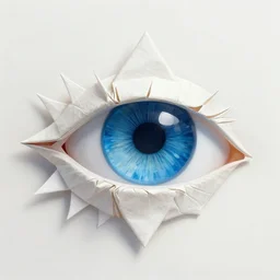 stunning origami clear blue eye, fantasy, intricate, elegant, highly detailed, digital painting, artstation, concept art, smooth, sharp focus illustration, art by afshar petros and krenz cushart and artem demura and tony sandoval