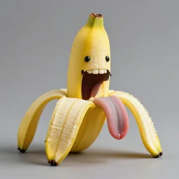a banana peel with teeth and tongue