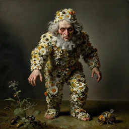 creepy old man made of flowers and insects by theodore gericault, dutch golden age, dramatic lighting, chiaroscuro, modern, xf iq 4, 1 5 0 mp, 5 0 mm, f 1. 4, iso 2 0 0, 1 / 1 6 0 s, natural light, photoshop