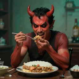 the devil doing a mukbang.
