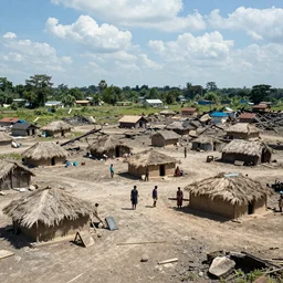 A village of tribespeople that have constructed huts on a meteor crash site