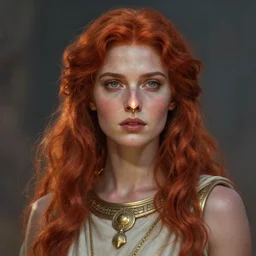 cassandra the redheaded trojan prophetess, ancient greece, mythology, greek nose, ultra high fine detailed, glowing skin, digital painting, greg rutkowski, charlie bowater, beeple, unreal 5, daz, hyperrealistic, octane render, rpg portrait, dynamic lighting, fantasy art, beautiful face
