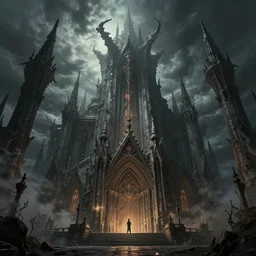 old gothic cthulhu temple in r'lyeh by akira toriyama, matte painting, dynamic lighting, ultrarealistic, cinematic, octane render, trending on artstation, 8 k