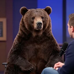 photo of a cool bear being interviewed on the joe rogan experience